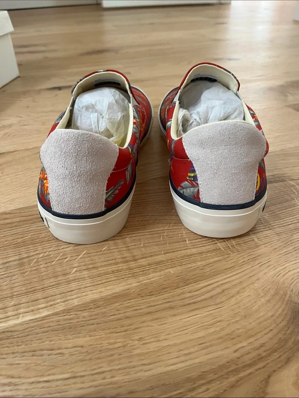 SeaVees Red Tropical Parrot Slip-On Sneakers